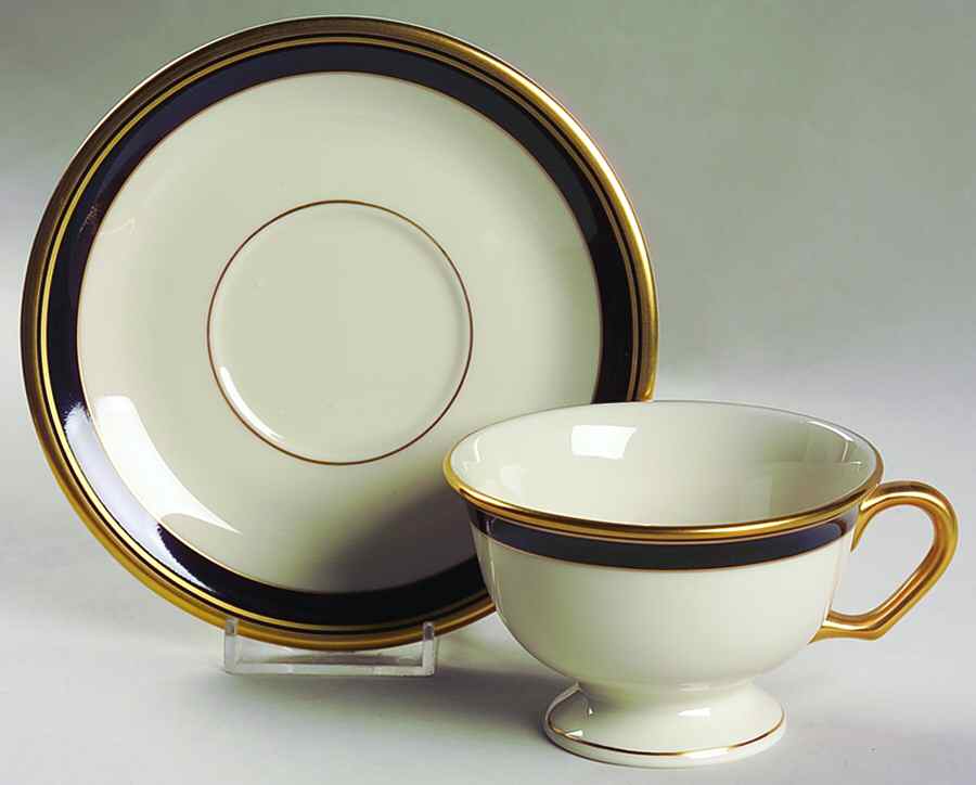 Black Satin Footed Cup & Saucer Set by Pickard-1