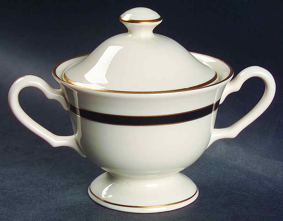 Black Satin Sugar Bowl & Lid by Pickard-1