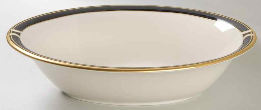 Black Satin 9" Oval Vegetable Bowl by Pickard-1