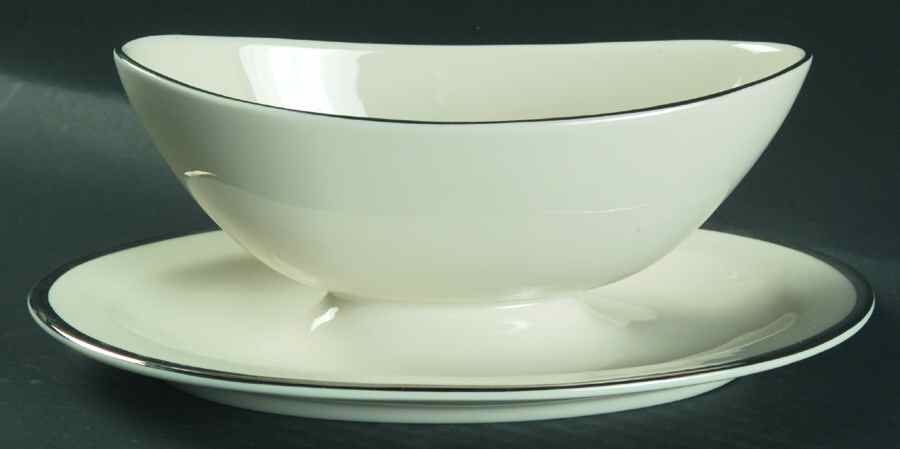Bracelet Platinum Gravy Boat with Attached Underplate by Pickard-1