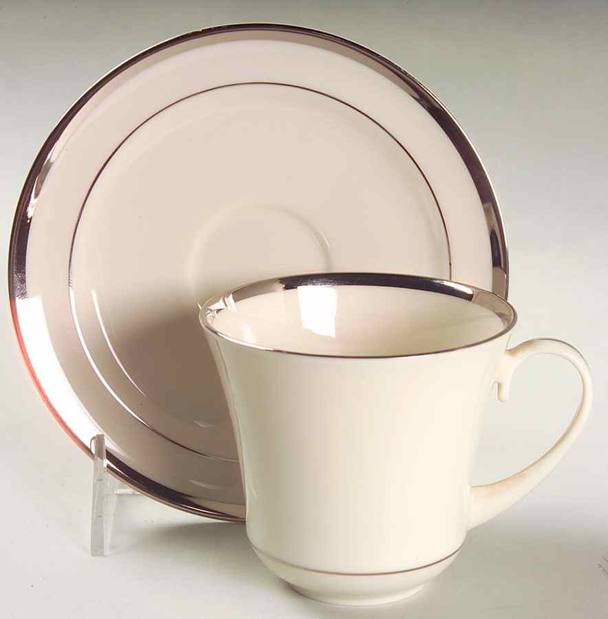 Bracelet Platinum Flat Cup & Saucer Set by Pickard-1