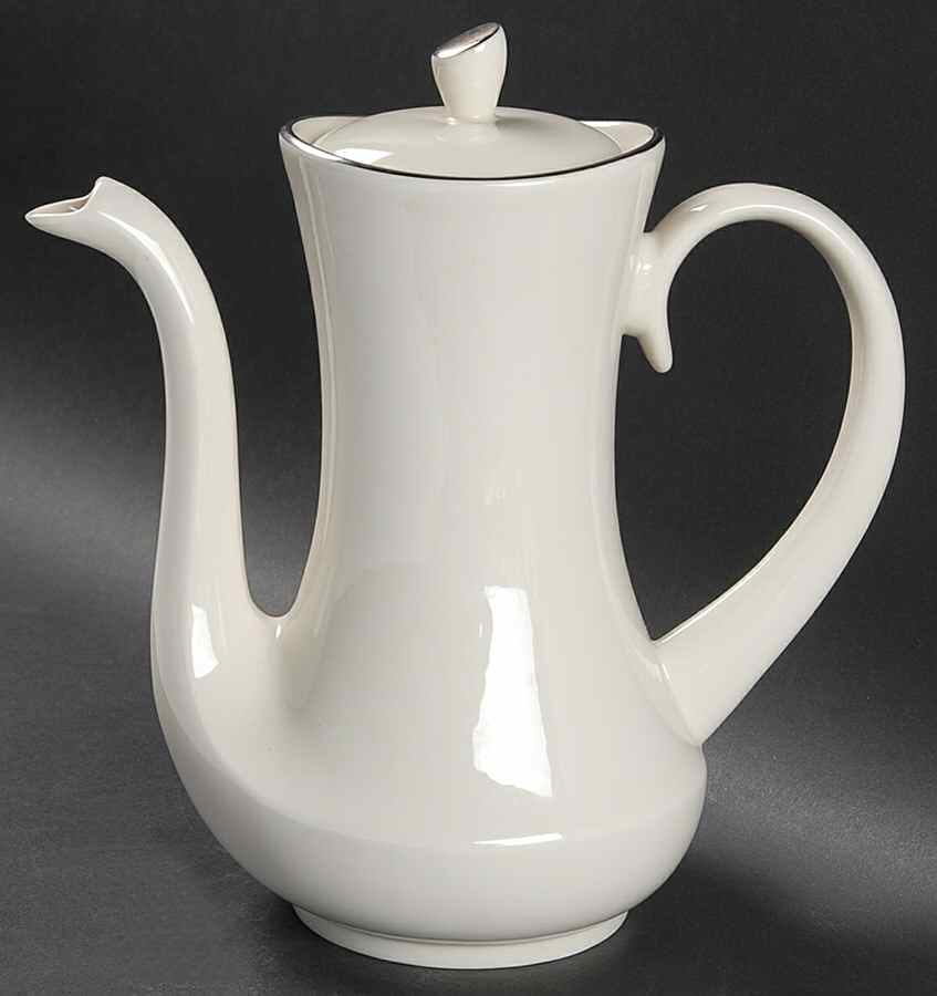 Bracelet Platinum Tea/Coffee Pot & Lid by Pickard-1