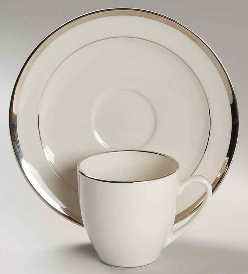 Bracelet Platinum Flat Demitasse Cup & Saucer Set by Pickard-1