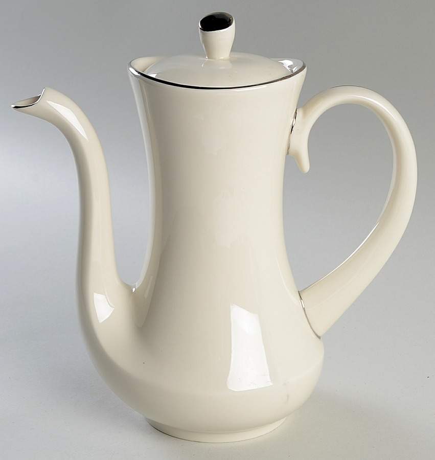 Bracelet Platinum Tea/Coffee Pot & Lid by Pickard-1