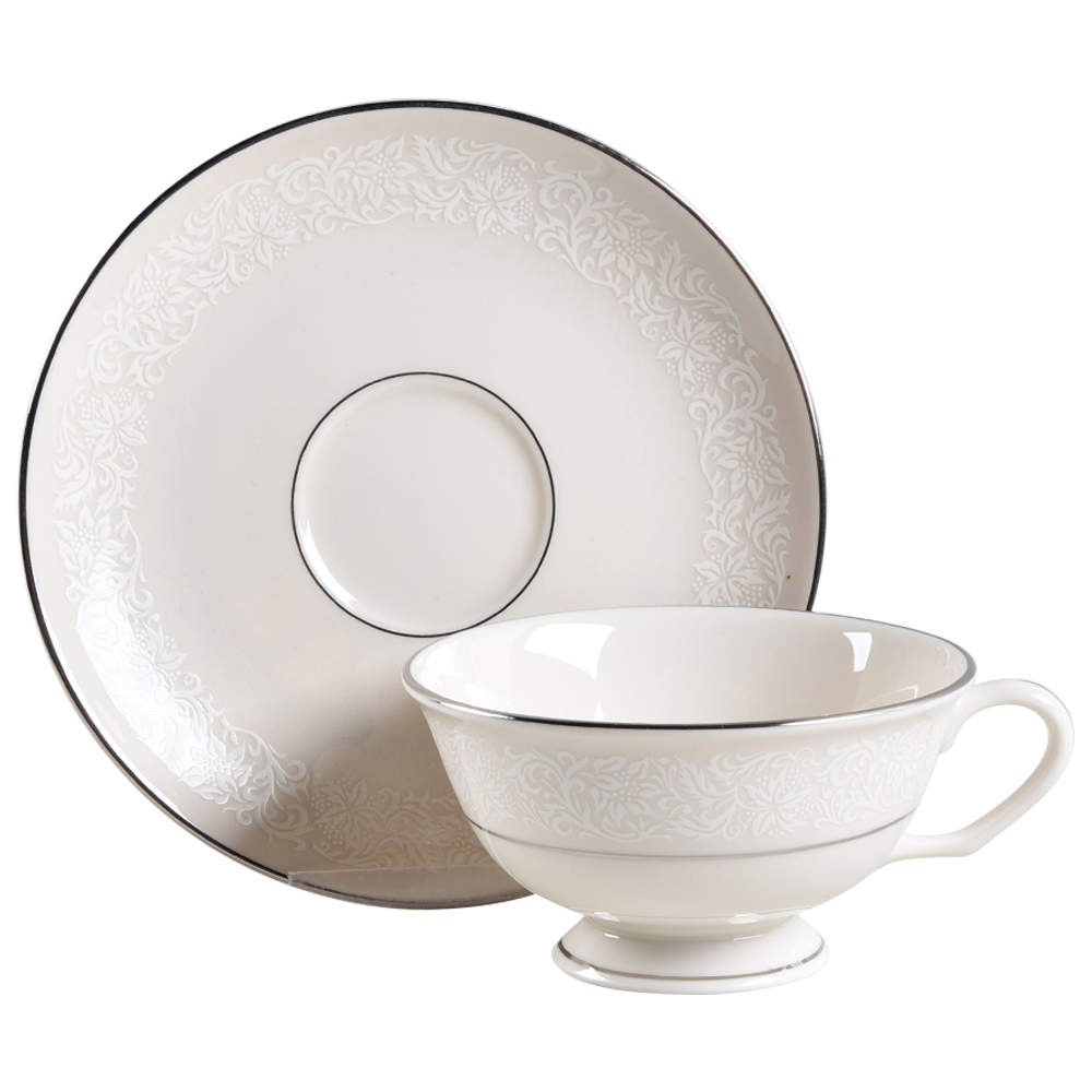 Brocade Footed Cup & Saucer Set by Pickard-1
