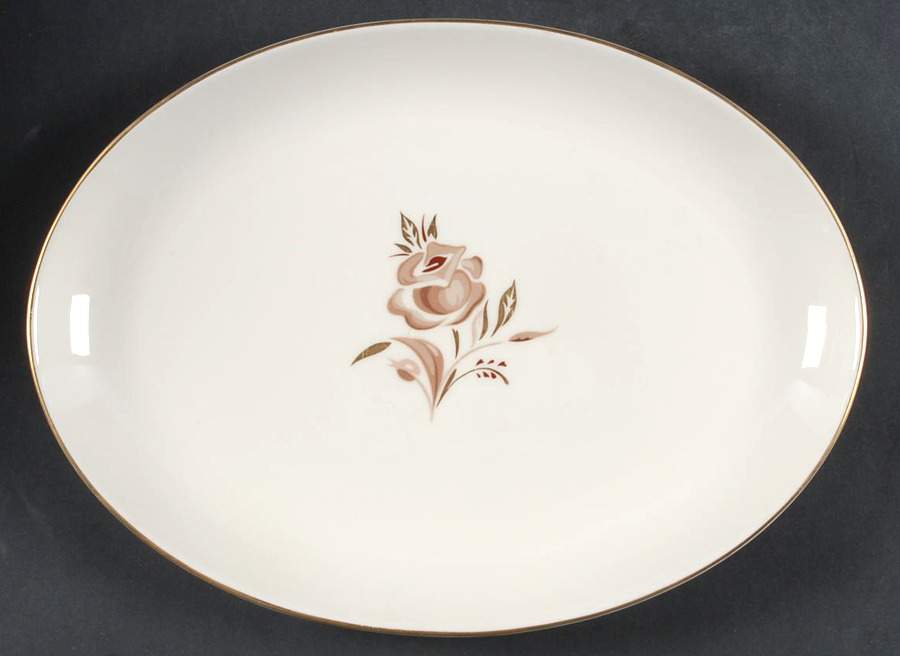 Brown Rose 12" Oval Serving Platter by Pickard-1