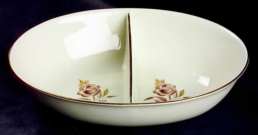 Brown Rose 9" Oval Divided Vegetable Bowl by Pickard-1