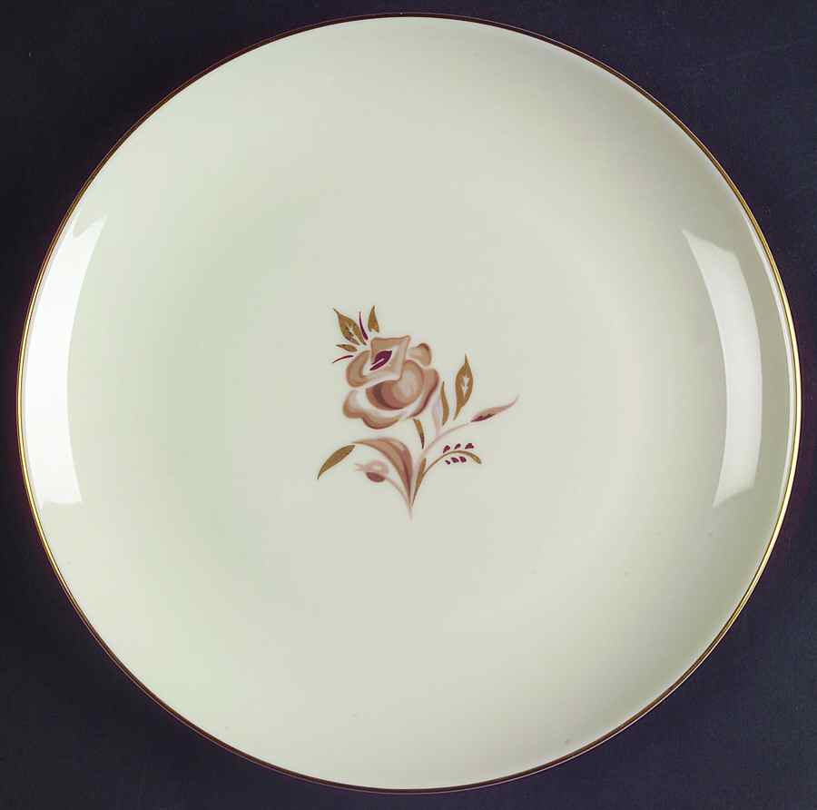 Brown Rose Dessert Plate/Cream Soup Saucer for Footed Bowl by Pickard-1