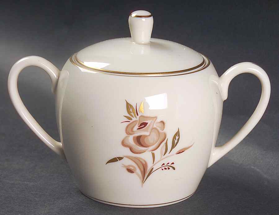 Brown Rose Sugar Bowl & Lid by Pickard-1
