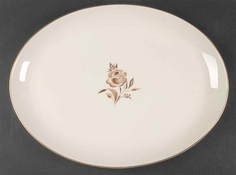 Brown Rose 15" Oval Serving Platter by Pickard-1