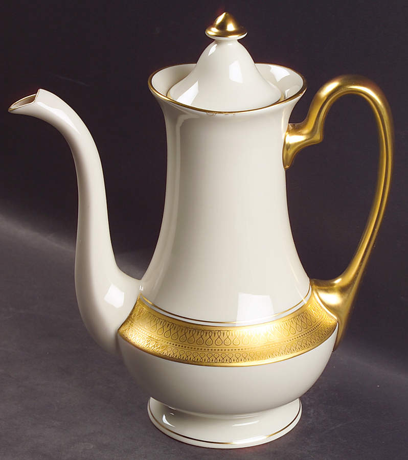 Centennial (Ivory Background) Tea/Coffee Pot & Lid by Pickard-1