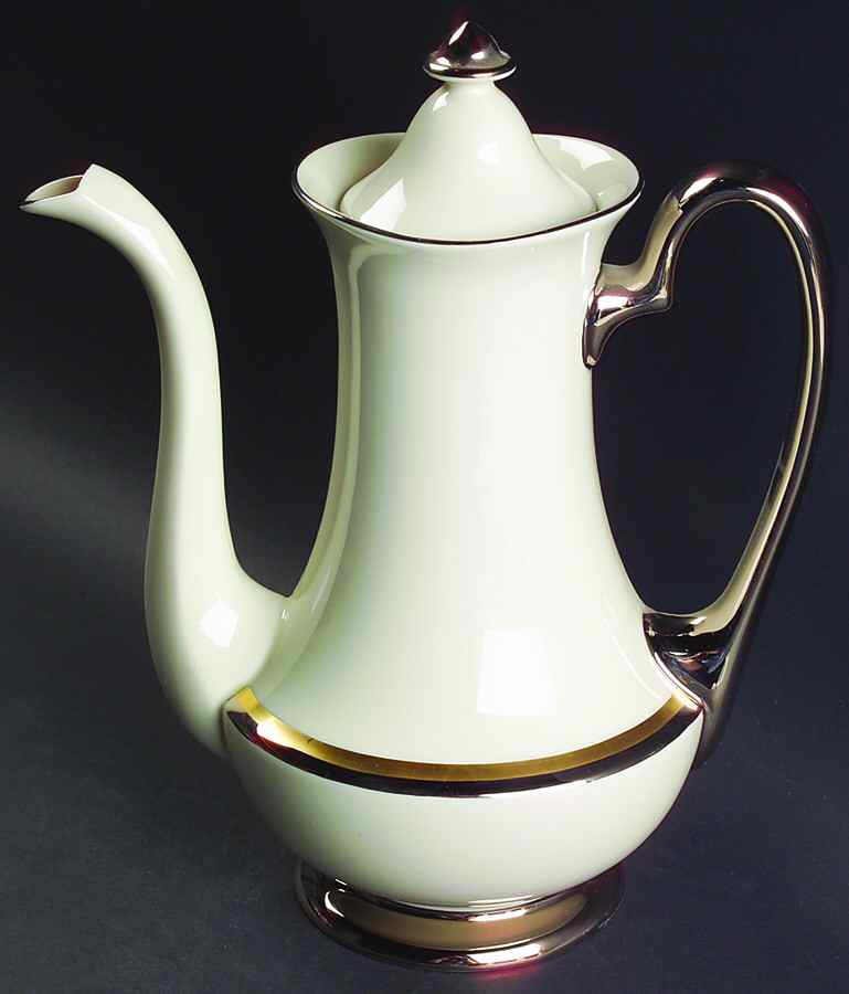 Champagne (Ivory Background) Tea/Coffee Pot & Lid by Pickard-1