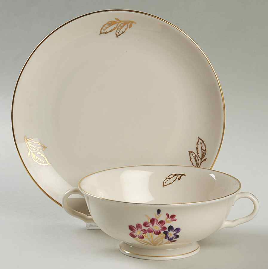 Cinderella Footed Cream Soup Bowl & Saucer Set by Pickard-1