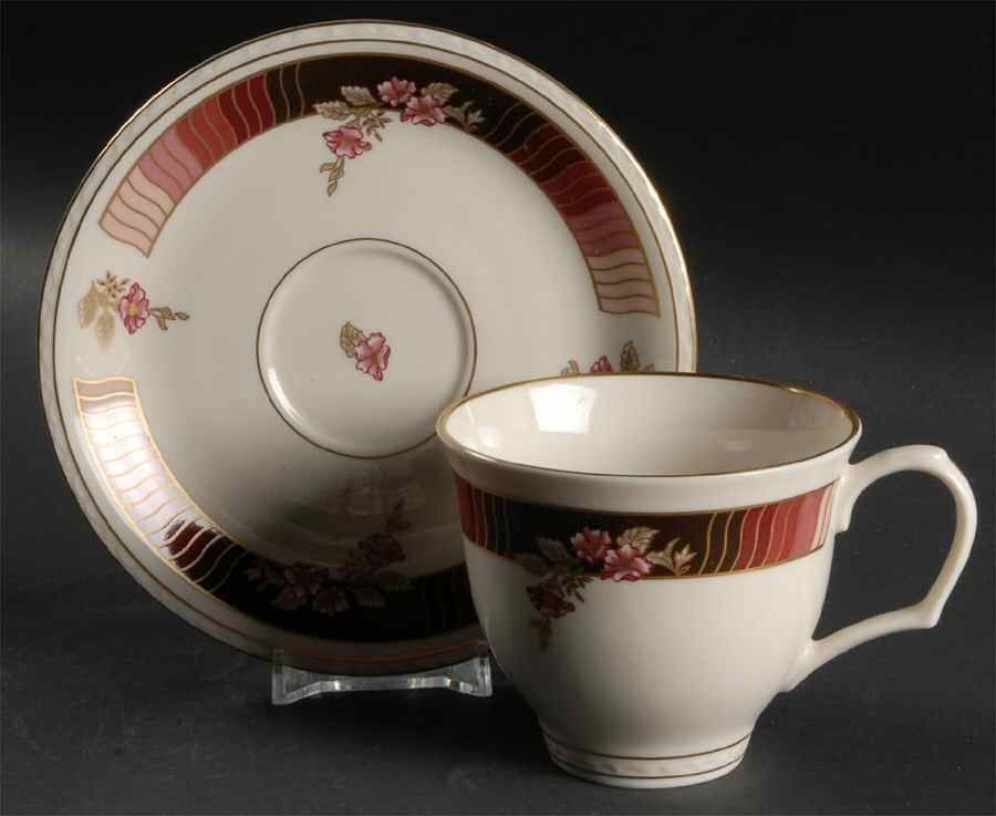 Cinnabar Flat Cup & Saucer Set by Pickard-1