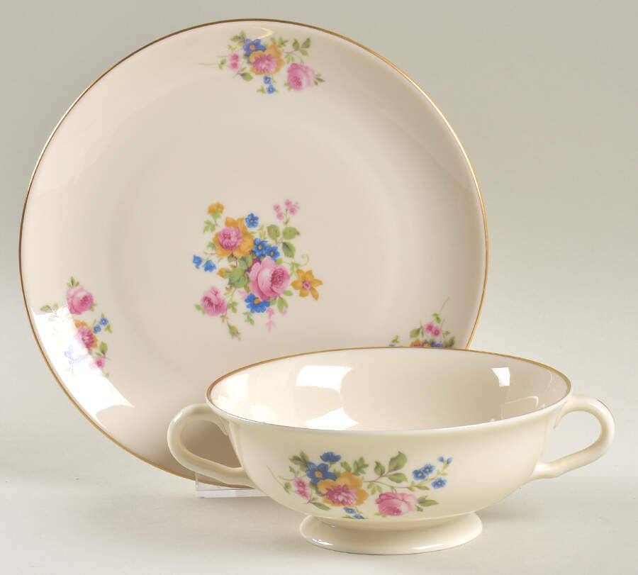 Claridge Footed Cream Soup Bowl & Saucer Set by Pickard-1