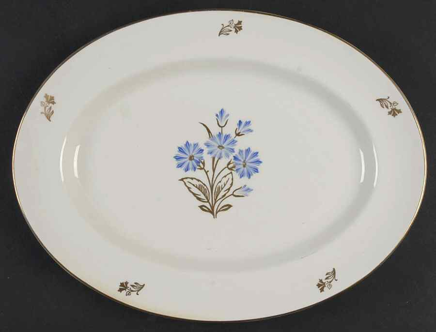 Cornflower Blue 12" Oval Serving Platter by Pickard-1