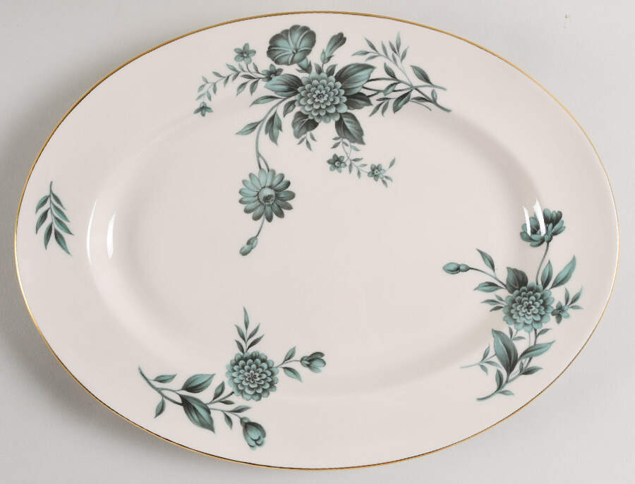 Diana Green 12" Oval Serving Platter by Pickard-1