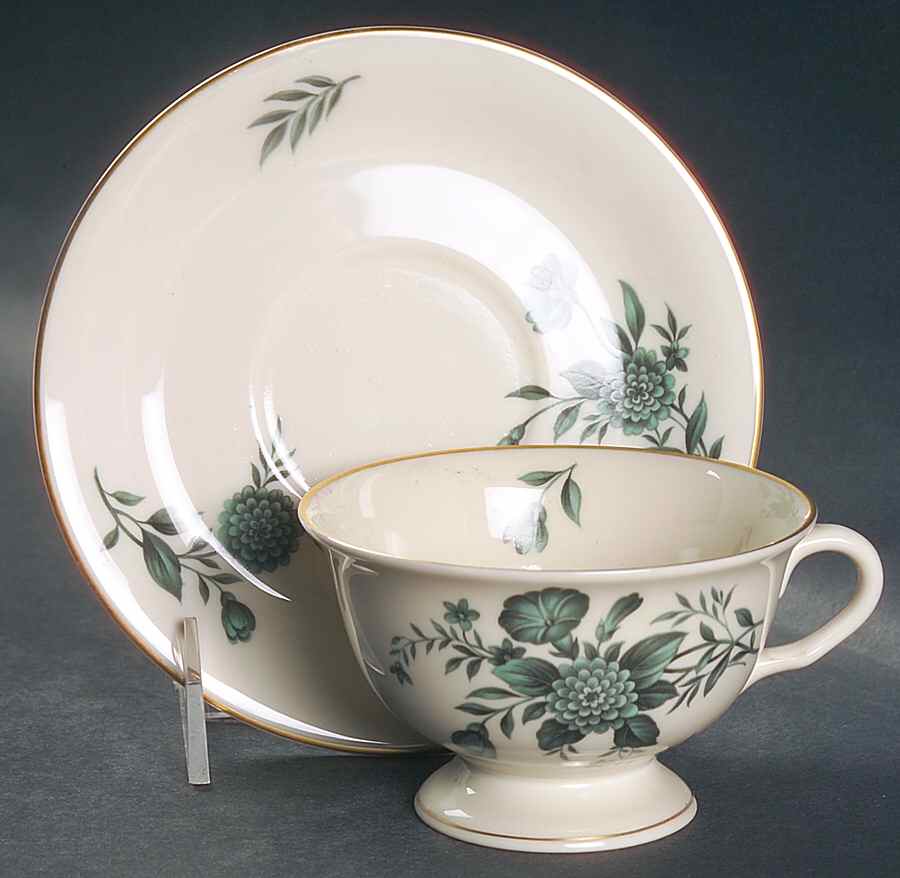 Diana Green Footed Cup & Saucer Set by Pickard-1