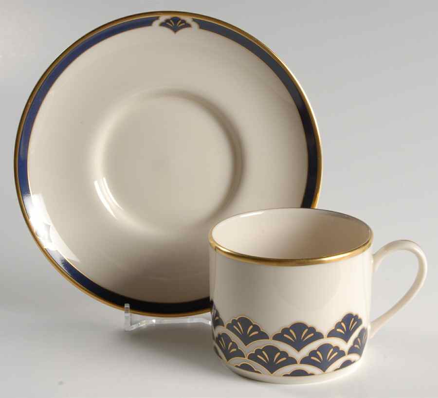 Ensemble Blue Flat Cup & Saucer Set by Pickard-1