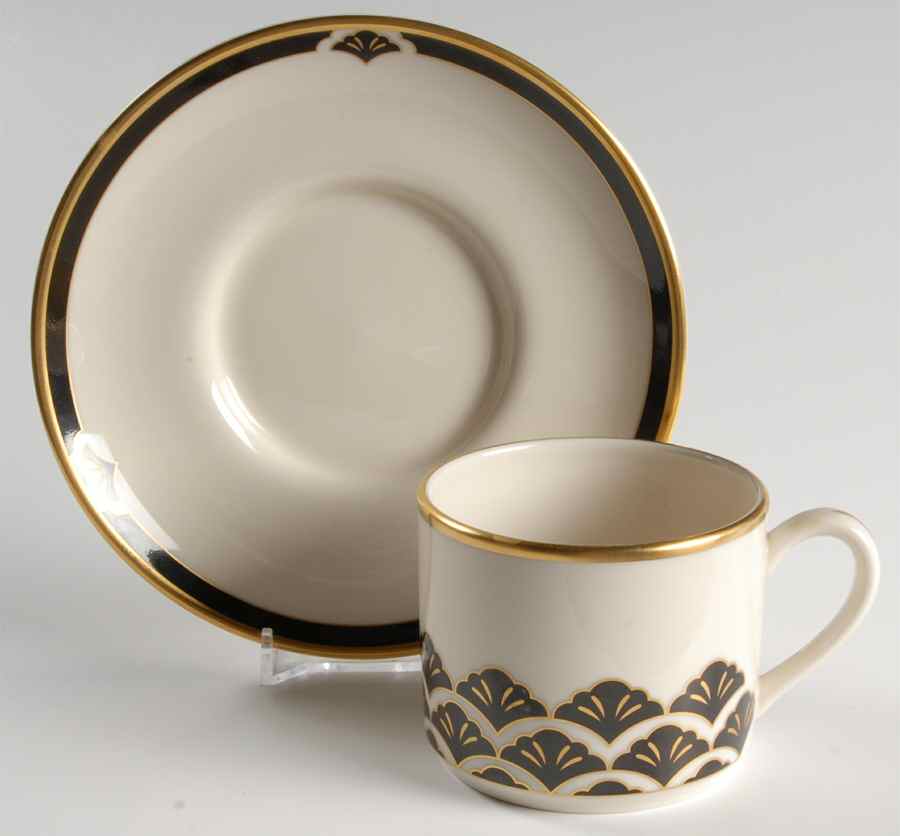 Ensemble Black Flat Cup & Saucer Set by Pickard-1