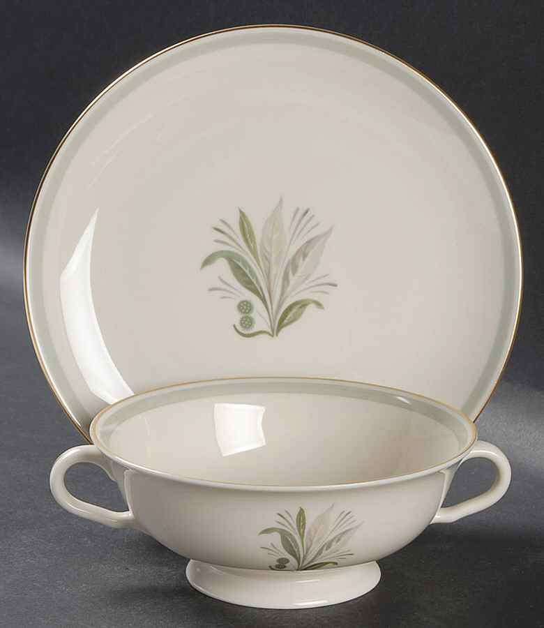Fantasy Footed Cream Soup Bowl & Saucer Set by Pickard-1
