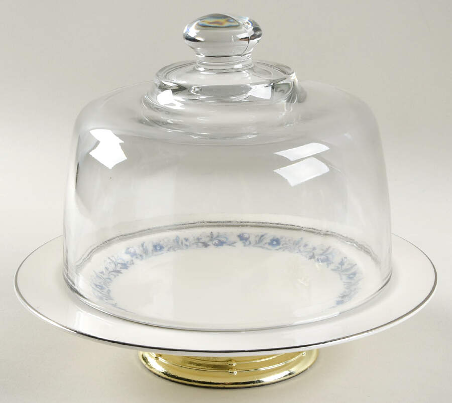 Festival 6 1/2"-7 1/2" Footed Cheese Plate w/ Glass Dome HC by Pickard-1