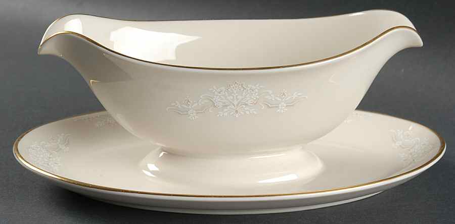Forever Mine Gravy Boat with Attached Underplate by Pickard-1