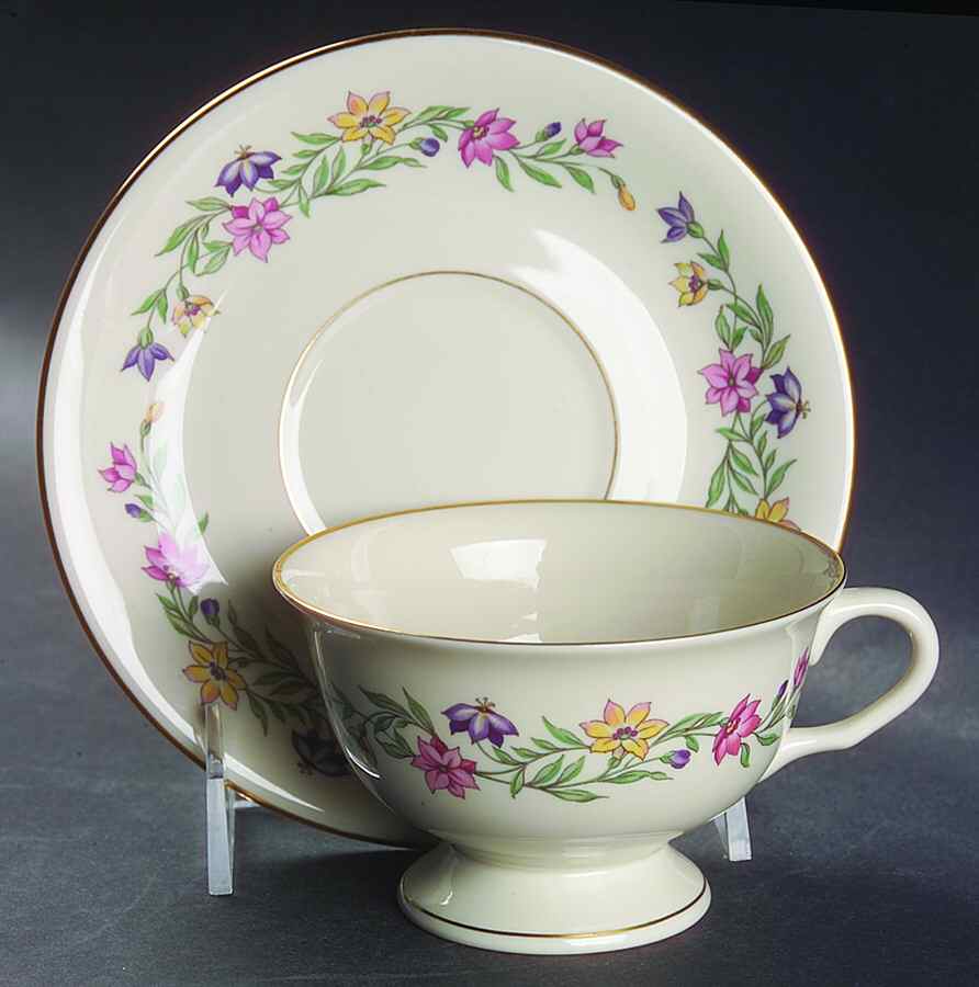 Garland Footed Cup & Saucer Set by Pickard-1
