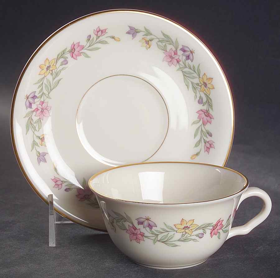 Garland Flat Cup & Saucer Set by Pickard-1