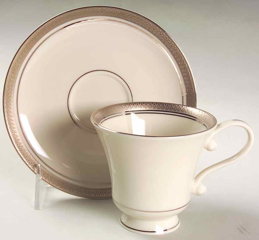 Geneva (Ivory Background) Footed Cup & Saucer Set by Pickard-1