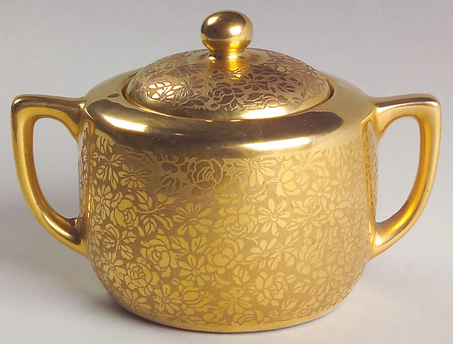 Gold Baroque Mini Sugar Bowl & Lid by Pickard-1