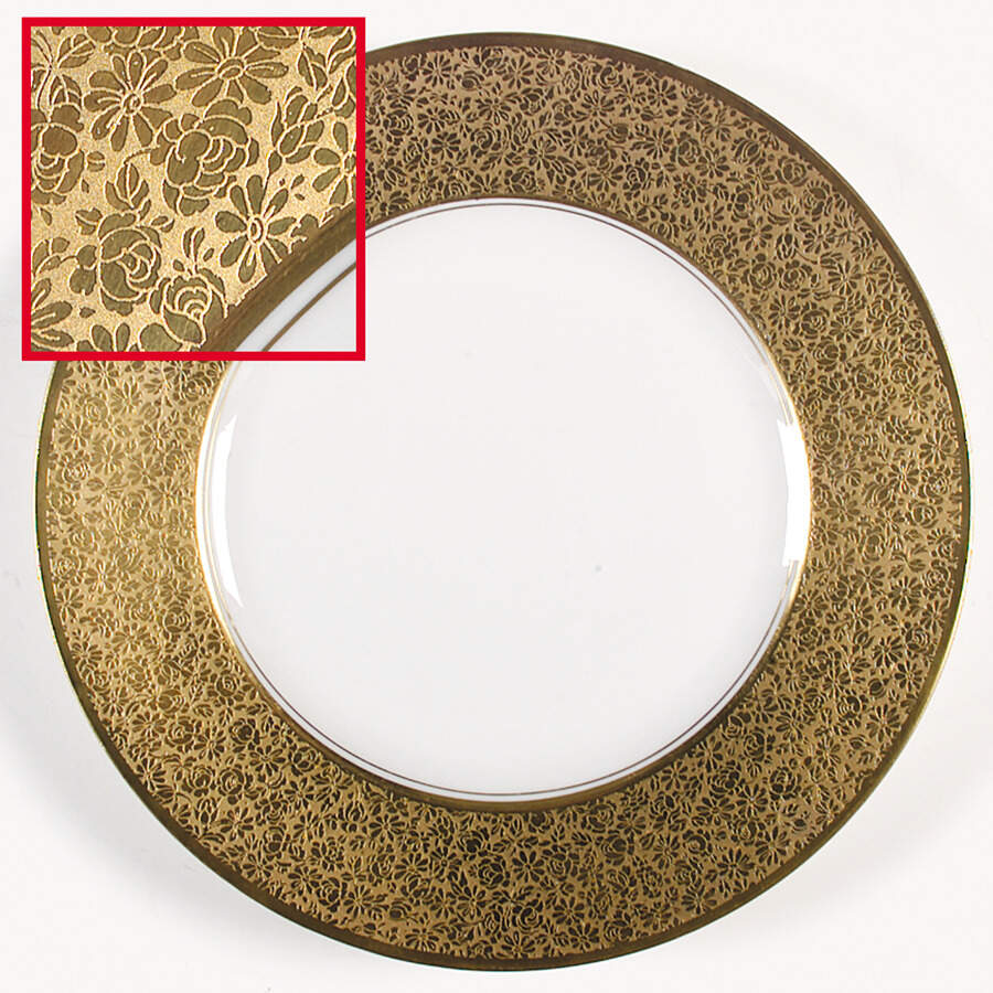 Gold Baroque Dinner Plate by Pickard-1