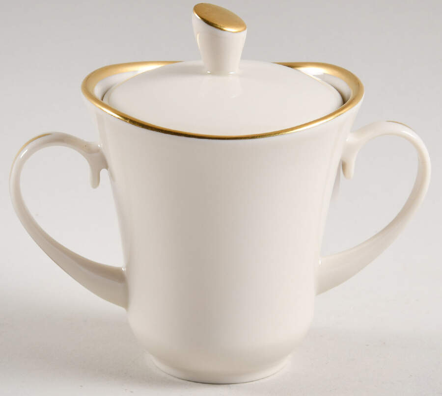 Gold Bracelet (Ivory Background) Sugar Bowl & Lid by Pickard-1