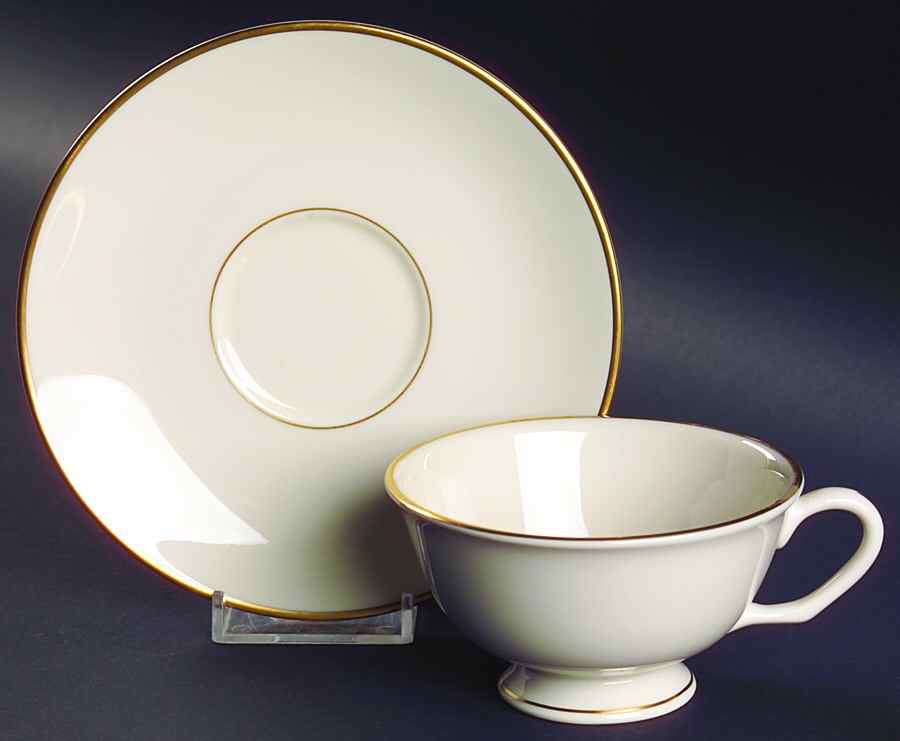 Gold Horizon Footed Cup & Saucer Set by Pickard-1