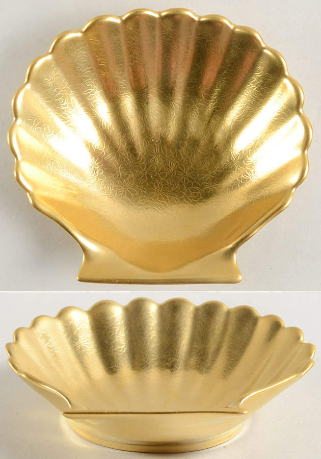 Gold Shell Shaped Dish by Pickard-1