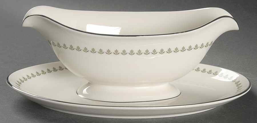 Greenbrier Gravy Boat with Attached Underplate by Pickard-1