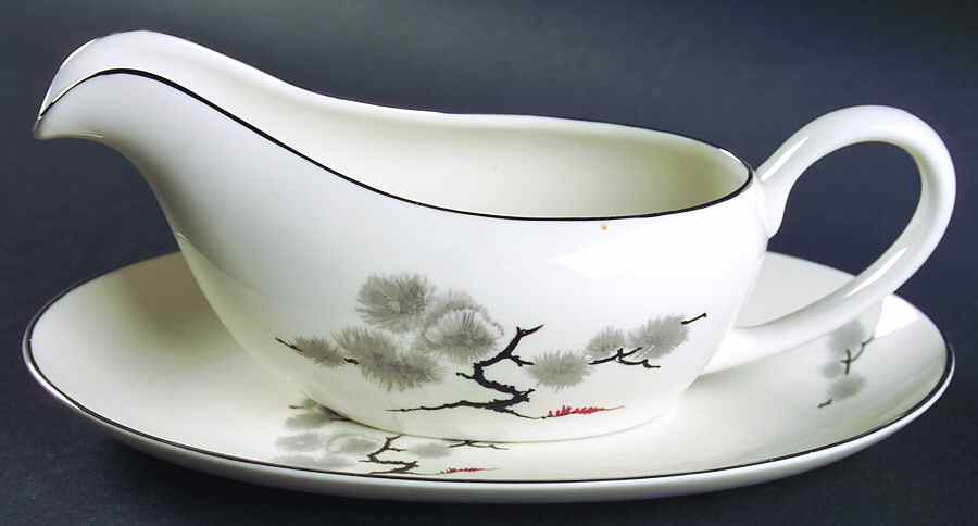Hemlock Gravy Boat & Underplate/Relish by Pickard-1