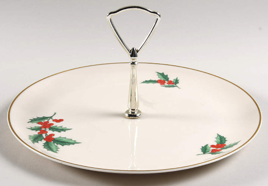 Holly Round Serving Plate with Handle (DP) by Pickard-1