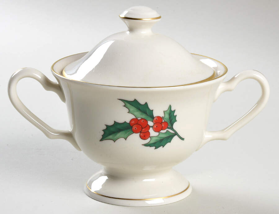 Holly Sugar Bowl & Lid by Pickard-1