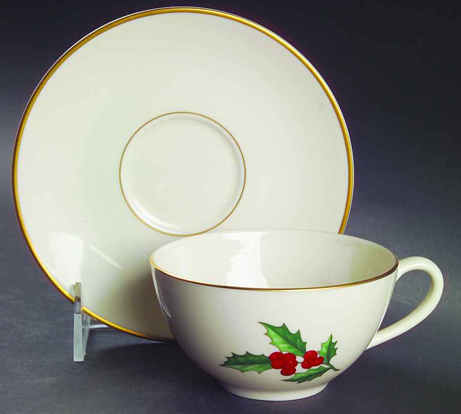 Holly Flat Cup & Saucer Set by Pickard-1