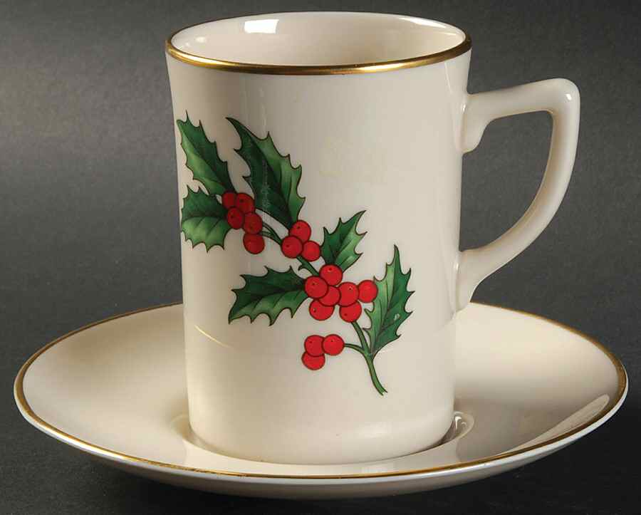 Holly Chocolate Cup & Saucer Set by Pickard-1
