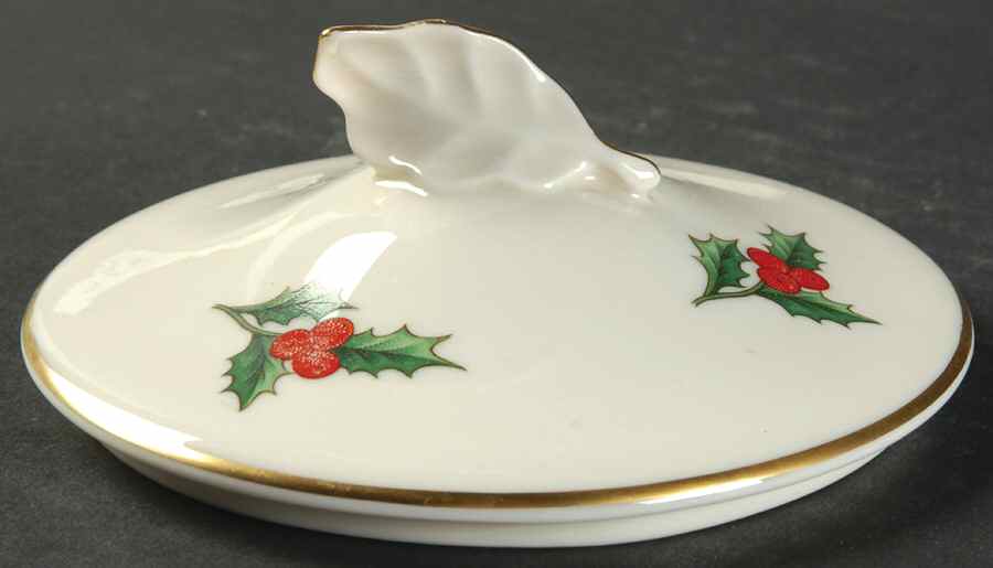 Holly Lid for Small Candy Box by Pickard-1
