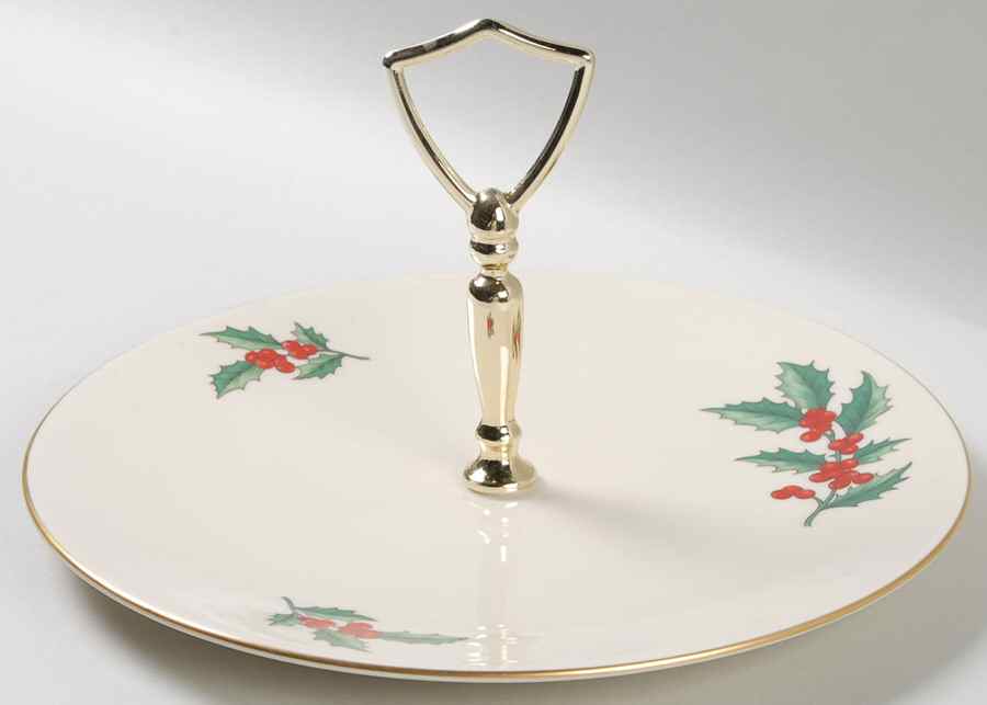 Holly Round Serving Plate with Handle (LP) by Pickard-1