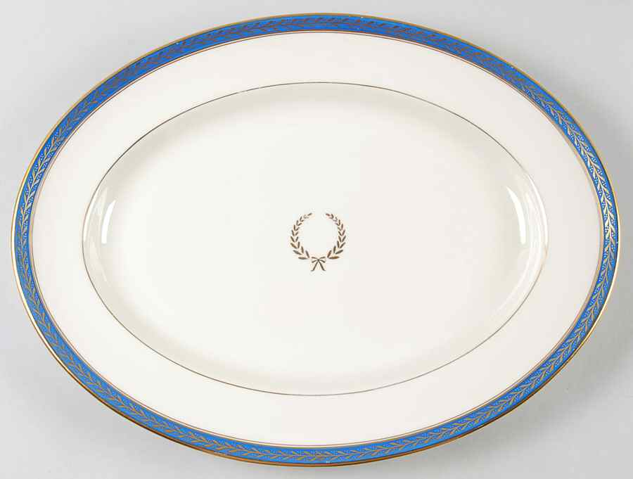Josephine Blue 15" Oval Serving Platter by Pickard-1