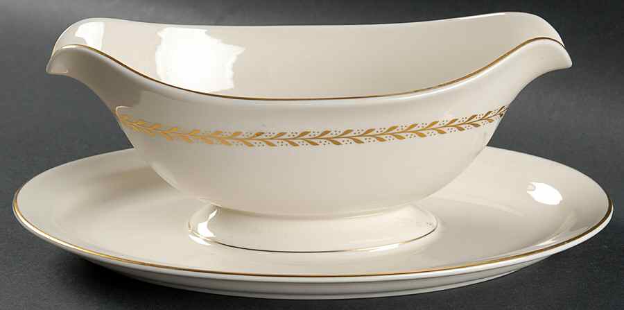 Laurel Gravy Boat with Attached Underplate by Pickard-1