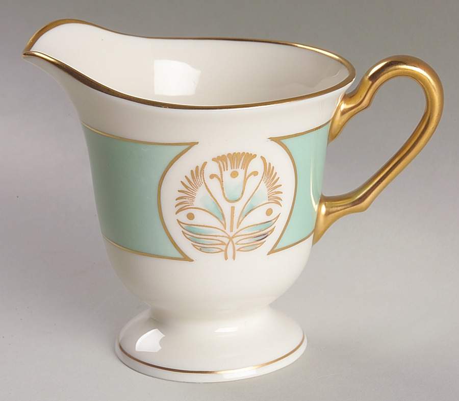 Malvern (Green&Gold Flower) Creamer by Pickard-1