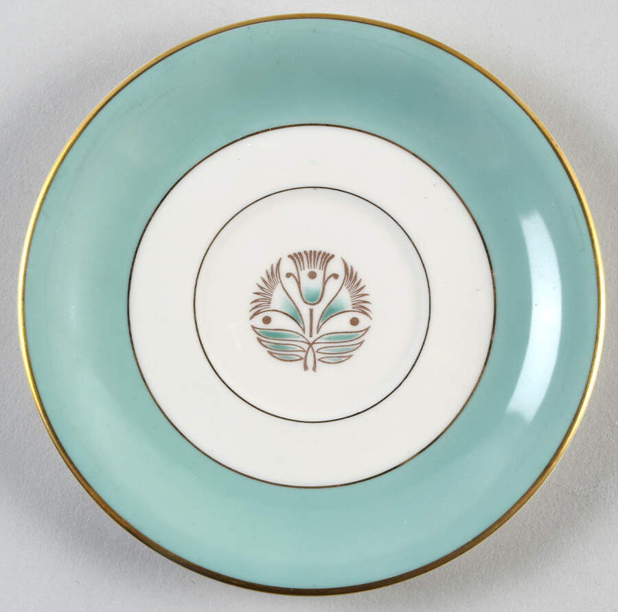 Malvern (Green&Gold Flower) Saucer by Pickard-1