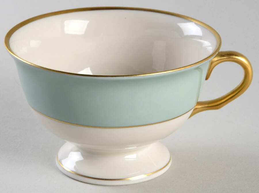 Malvern (Green&Gold Flower) Footed Cup by Pickard-1