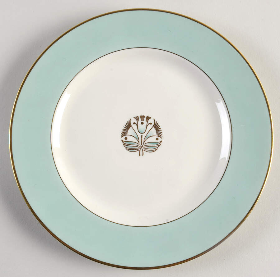 Malvern (Green&Gold Flower) Luncheon Plate by Pickard-1