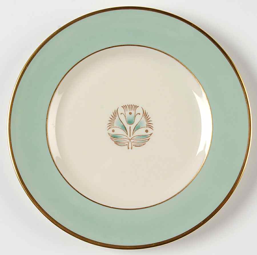 Malvern (Green&Gold Flower) Bread & Butter Plate by Pickard-1